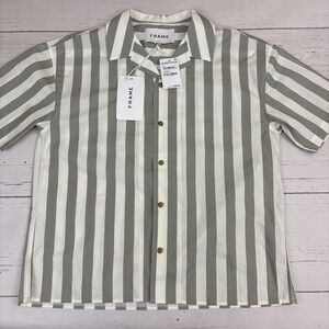 Frame Shirt Men Short Sleeve Striped Oxford Size Small NEW NWT
